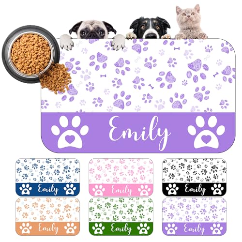 Personalized Dog Cat Mat with Name Photo Custom Placemat Feeding Mats for Food and Water Customized...