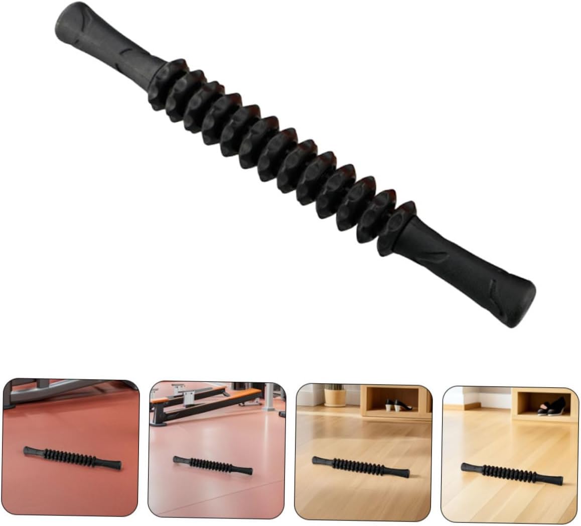 Ciieeo Gear Massage Roller Stick for Muscle Myofascial Release Manual Trigger Point Massager for Legs Back Full Body Portable Black Plastic Massage Tool for Post-Exercise