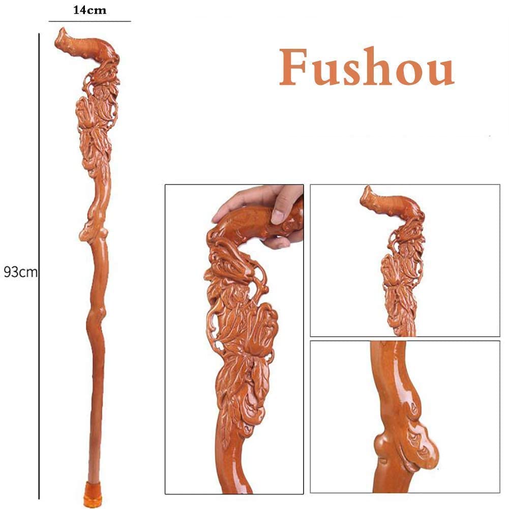 Andadores para personas mayores Bastón de madera, bastón para caminar tallado a mano, regalos, moderno, resistente y estable para hombres y mujeres, andador con ruedas de 90 cm, ayuda para la mov