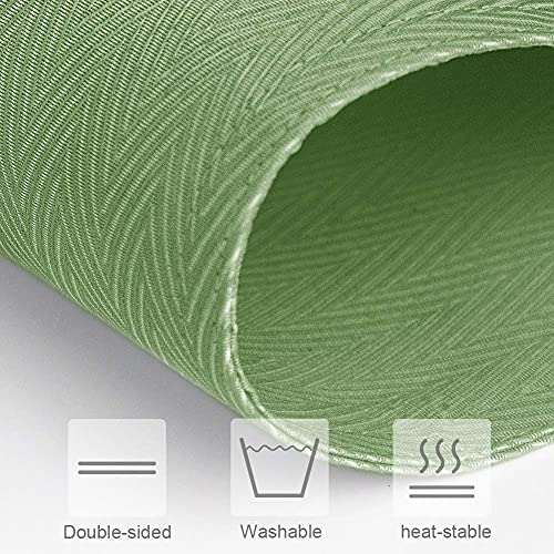 Vcvcoo Green Herringbone Placemat Set Of 4 + Cloth Napkins For Kitchen Dining Home Wedding #TOP1