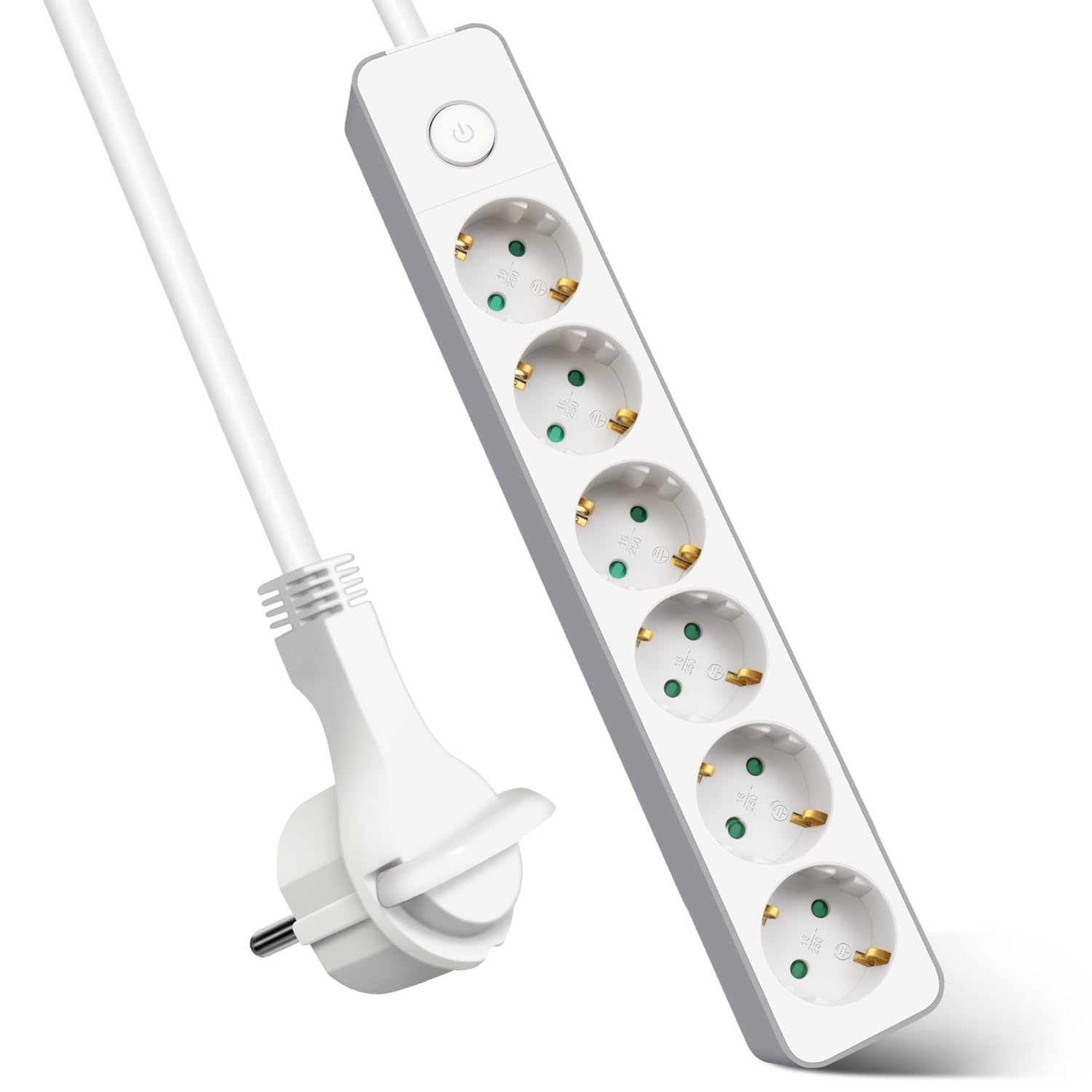EXTRASTAR Regleta Enchufe con 4 Tomas, Alargador Enchufe con Interruptor, 3 m, para El Hogar, La Oficina y Los Viajes, 3680W, 3G*1.5mm², Blanco, 1pc — view 9