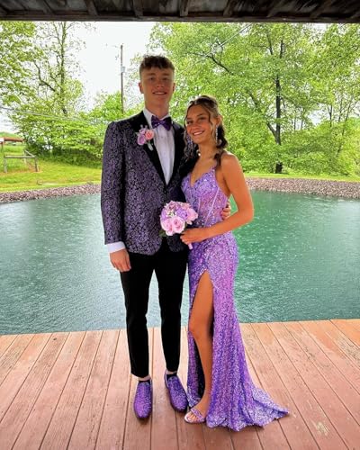 Sparkly Prom Dresses Mermaid Long Ball Gown Spaghtti Straps V Neck Sequin Dress for Women3