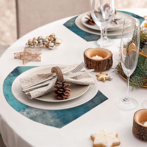 Modern Teal Turquoise Placemats For Round Table Set Of 4 Grey Abstract Wedge Table Mats With Centerpiece Heat Resistant Washable Place Mats For Indoor Outdoor Kitchen Dinning Table Decoration (5 Pcs) #TOP6