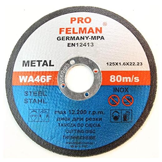 Lot de 10 disques à tronçonner en acier inoxydable pour acier, métal, acier inoxydable 125 x 1,6 x 22,23 mm T41 A60 RBF Felman Pro