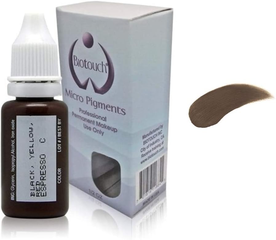 BIOTOUCH Micropigment ESPRESSO Lighten Pigment Color Permanent Makeup Microblading Supplies Eyebrow Shading Micropigmentation Cosmetic Ink Lip Eyeliner Feathering Hair Stroke LARGE Bottle 15ml