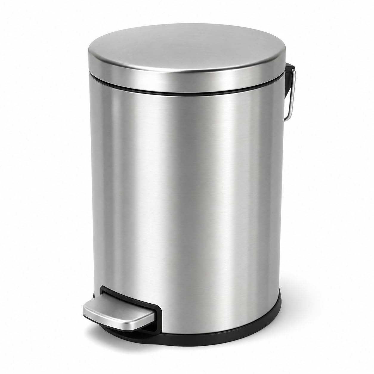 K Collection 5 Litre Step Bin Stainless Steel –Pedal Bin - Removable Inner Bucket - Fingerprint Resistant – Compact Round Waste Bin for Bathroom, Bedroom & Office