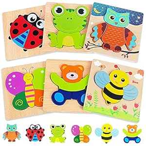 Bekayshad Wooden Puzzles Toddler Toys Gifts for 1 2 3 Year Old Boys Girls, Animal Jigsaw Puzzles Montessori Toys, Learning Educational Christmas Birthday Gifts for Girls Boys Ages 1-3