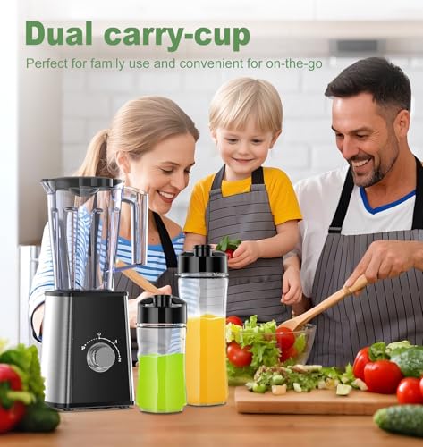 Personal Smoothie Blender with Coffee Grinder & To-Go Cups, BPA Free Kitchen Blender