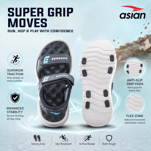Image of ASIAN Virat Junior-11 Sports Sandals | Soft Cushion Comfort, Adjustable Velcro Fit, Lightweight & Durable | Outdoor Play Sandals for Boys & Girls