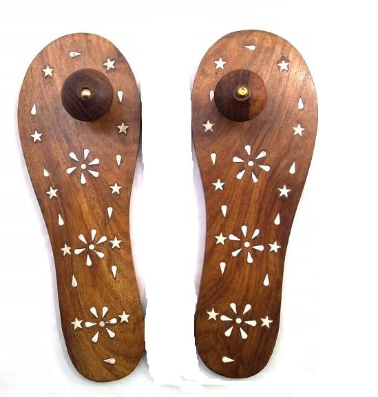 Eversky01 Handicraft Wooden Slippers, KHADAU, Floral Design, Multicolour, 8 INCHES