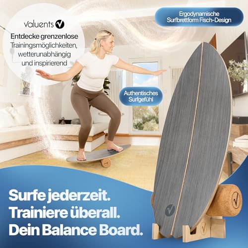 Valuents Balance Board aus Holz in Stone Grey für Training und Fitness