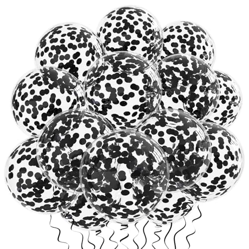 Image of Black Confetti Balloons, 25 Pcs Thickened 12 Inch Clear Latex Balloon with Confetti Inside for Birthday Party New Year Engagement Bridal Shower Baby Shower Graduation Party Decorations Supplies