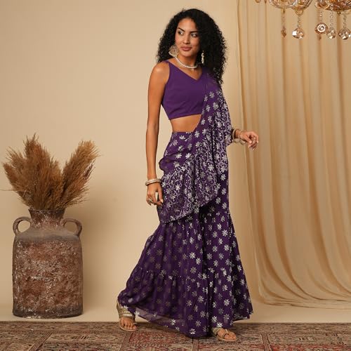 Image of Globus Women Saree (GS568634 Purple XS)