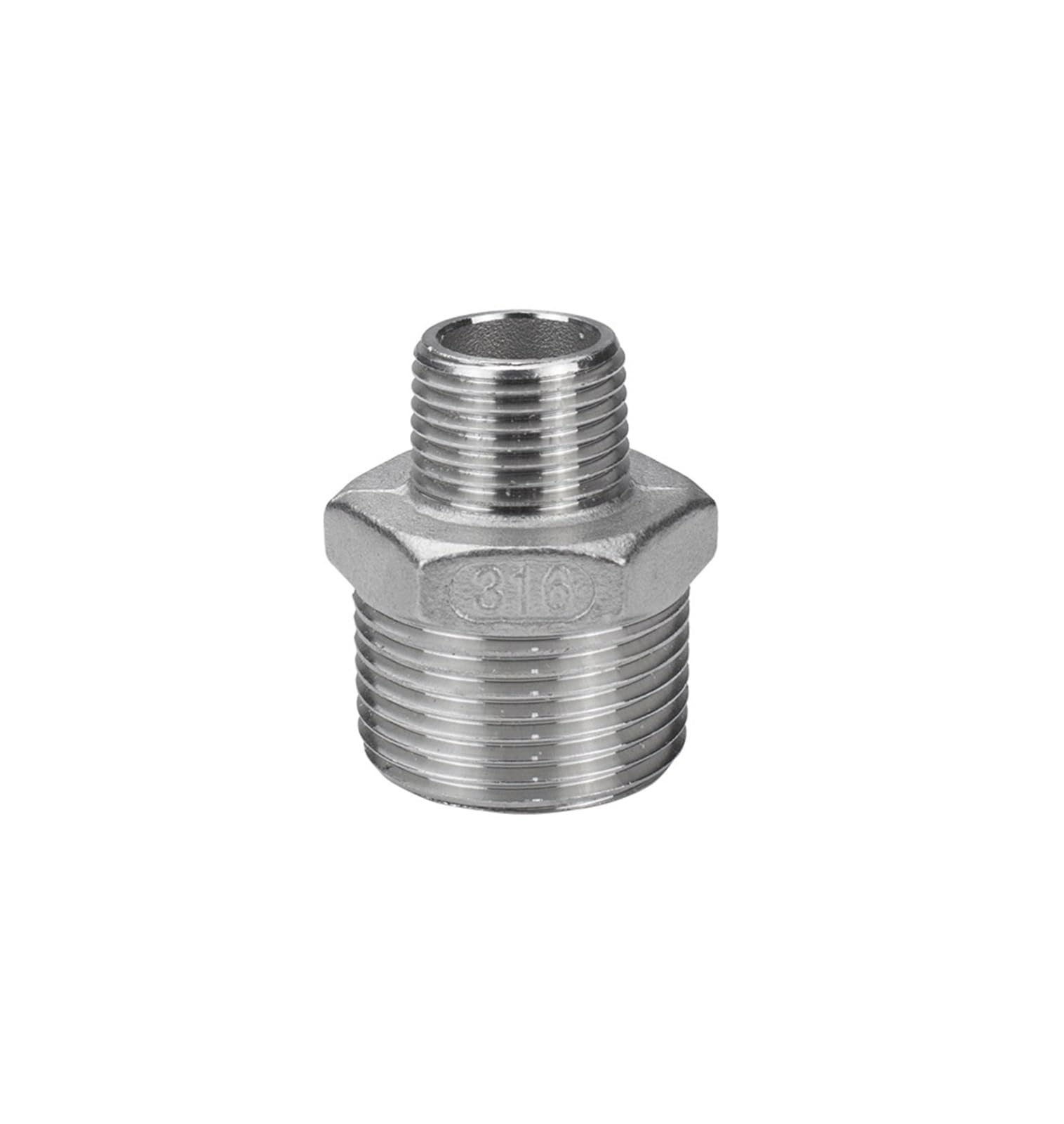 Mamelon double mâle inox 316L réduction G1/2 G1/4 haute résistance pour fluides