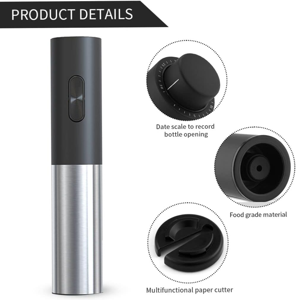 Electric Wine Bottle Openers Set - Automatic Corkscrew Opener Battery Powered Motorized Cordless Puller Combo, Electric Wine Bottle Corkscrew Opener with Foil Cutter (Black, 2 PCS)