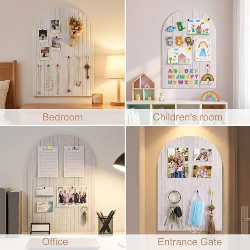 Image of Climberty Arched Felt Bulletin Board with 50 Push Pins 35x24 Inch Wall Pin Board for Photos Notes Schedules Mood Board Home Office Bedroom Decor, Ribbed Felt Notice Board (Light Gray)