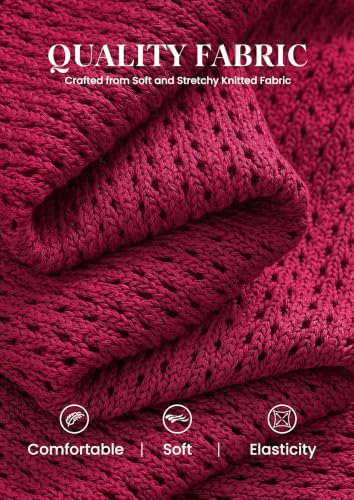 PRETTYGARDEN Women's 2026 Spring Fashion Sweater Vest Business Casual Crochet Tops Cap Sleeve Knit Shirt Beach Summer Outfits (Burgundy,Medium) — view 6