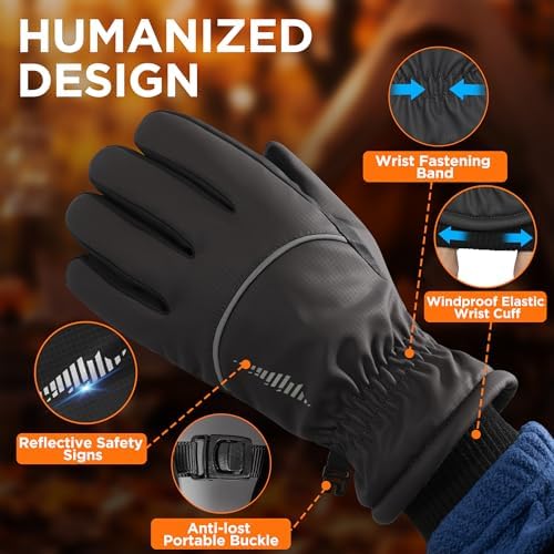 rivmount Winter Gloves with Waterproof/Touchscreen/Warm, Thermal Snow Glove for Cold Weather Running, Ski, Cycling, Women Men - View 7
