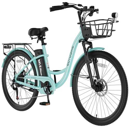 350W Electric Bike for Adults, 20MPH 7-Speed Commuter Ebike, 36V 10.4Ah Removable Battery, Aluminum Frame, Front Suspension, Dual Disc Brakes, Basket & Rear Rack, 330 lbs Load image 4