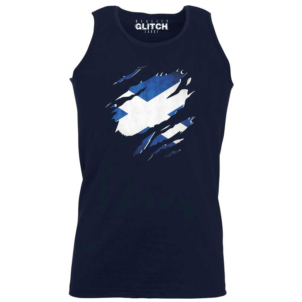 Reality Glitch Men's Navy Blue Torn Wales Vest