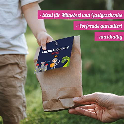 Lot de 12 cartes d'invitation « Dragon / Chevalier » + sacs de fête – Set / cartes d'invitation chevaliers pour… - Image 3