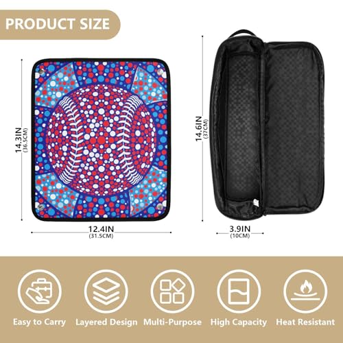 Bolsa de viaje para herramientas de cabello con almohadilla resistente al calor, grande, para planchas y rizadores, organizador portátil en azul con lunares rojos miniatura 4