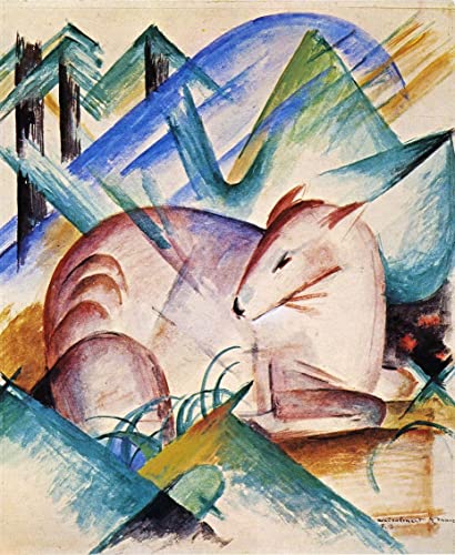 Affiche Franz Marc Cerf rouge impression sur toile moderne 60x90cm