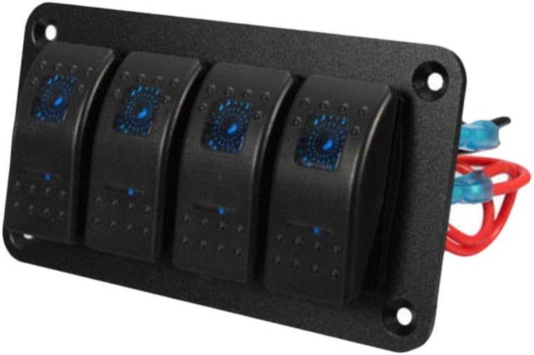 GIDREN 4 Gang 5 Pin ON Off Toggle Rocker Switch Aluminium Alloy Panel with LED for Car Marine Boat Trailer Yacht RV (4 Gang Blue) : Sports & Outdoors