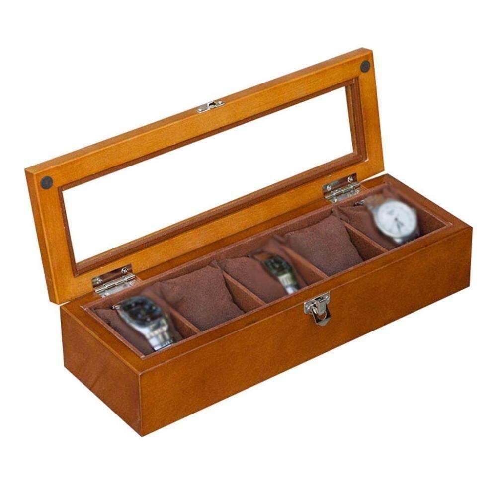 MUSUMI Scatola per Orologi Scatola per Tetto apribile in Vetro in Legno Scatola per Gioielli Scatola per Esposizione Scatola alla Moda (Nero)