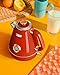 Hazel Quinn Retro Electric Kettle - 1.7 Liters / 57.5 Ounces Tea Kettle with Thermometer, All Stainless Steel, Fast Boiling 1200 W, BPA-free, Cordless, Rotational Base, Automatic Shut Off - Ruby Red