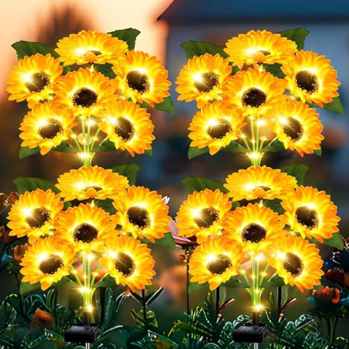 Lampe solaire extérieur tournesol x4 étanche pour décorer le jardin
