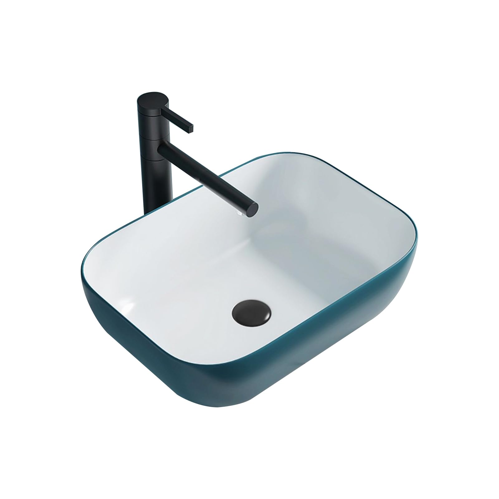 ASerZenith Bathroom Vessel Sink Ceramic, Modern Above Counter Sink Bowl Smooth Surface, Vessel Sink Basin Classic Look, Easy To Install, For Bathroom, Powder Room, Cloakroom(B-With Faucet)