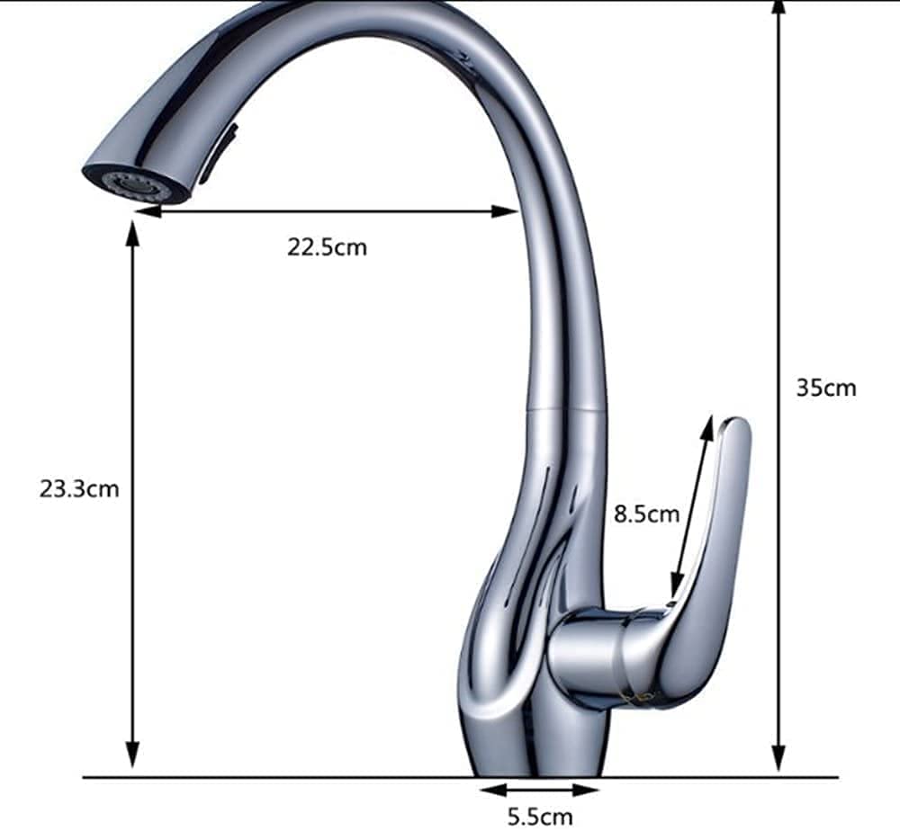 Grifos,Grifo de Cocina Profesional Grifo de Fregadero Giratorio de 360 ° con Ducha de vajilla extraíble/Extensible Grifo Mezclador Monomando Grifo de Fregadero de Cocina de latón