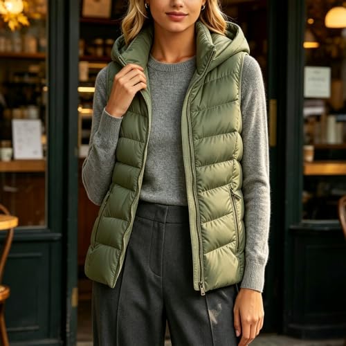 Puffer Vest Women Hooded Lightweight Quilted Fall Winter Casual Outerwear - image 2