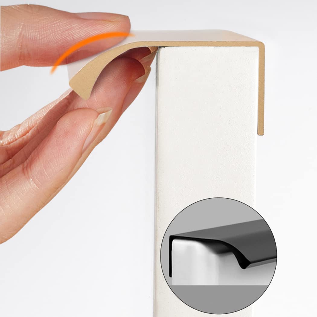 Ukryte uchwyty do szafek, niewidoczna gałka drzwi Aluminiowe ukryte Szafa kuchenna Szafka Wyciągana krawędź palca Szuflada Czarna 2 sztuki(Hole distance 160mm)
