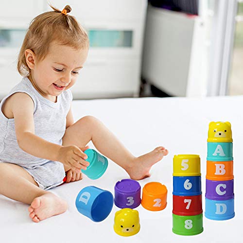 Ynanimery Stacking Cups Toys,Baby Toys 6 To 12 Months|Stacking Toys For Toddlers 1-3,Fun Sensory & Sorting Educational Toys For Numbers Letters Animals Shapes Textures Colors #TOP5