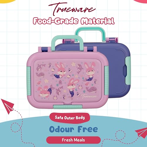 Image of Trueware Galaxy 3 304 Stainless Steel PU Insulated Lunch Box with Three Compartment BPA Free, Food Grade Ideal for School, Picnic, Office & Outdoor - 520ml