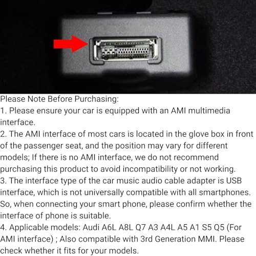 Jadeshay AMI MDI USB Audio Cable Adaptor Music Interface MP3 Adapter Compatible for Audi A3 A4L A5 A6L A8 Q5 Q7 R8 Music Interface Cables - Image 4
