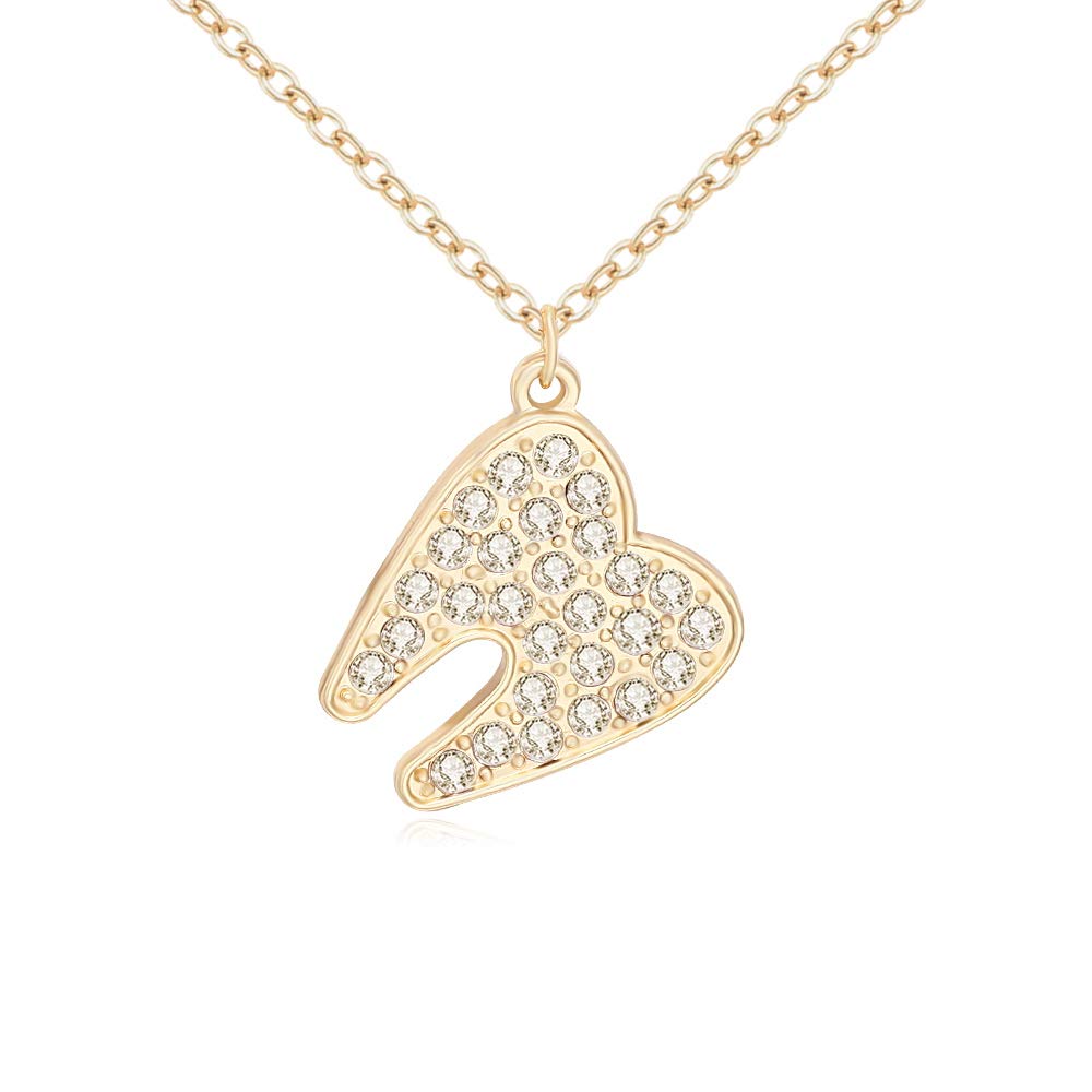 MANZHEN Dental Necklace Medical Crystal Tooth Charm Necklace for Women Gifts (rose gold)