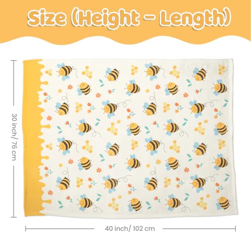 Image of SANDJEST Minky Blanket 2 Pack with Dotted Back 30 x 40 Inches, Gift for Christmas Birthday (Bee, Elephant)