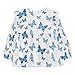 ODAWA Kids Double Ruffle Long Sleeve Blouse, Butterflies Blue White Baby Girl Cotton Blouse 4T