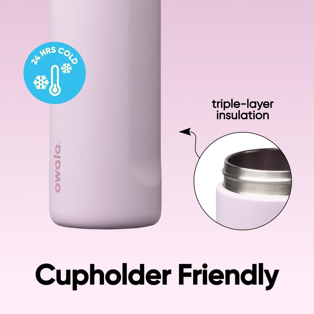 Owala FreeSip gourde isotherme en inox avec paille et couvercle, 710 ml - sans BPA, garde frais pendant 24 heures pour le sport et les voyages, Lilac You A Lot