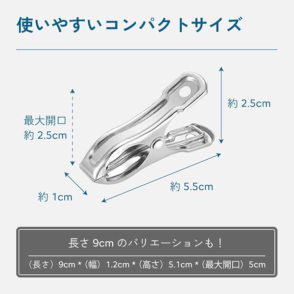 ASK ステンレス洗濯ばさみ 小型 5.5㎝ 20個入り クリップ ピンチ 錆びにくい 強力 防風タイプ 洗濯バサミ 洗濯用品 物干し 部屋干し 室外干し 多用途 (20個, 3番A型(5.5㎝)) - 1