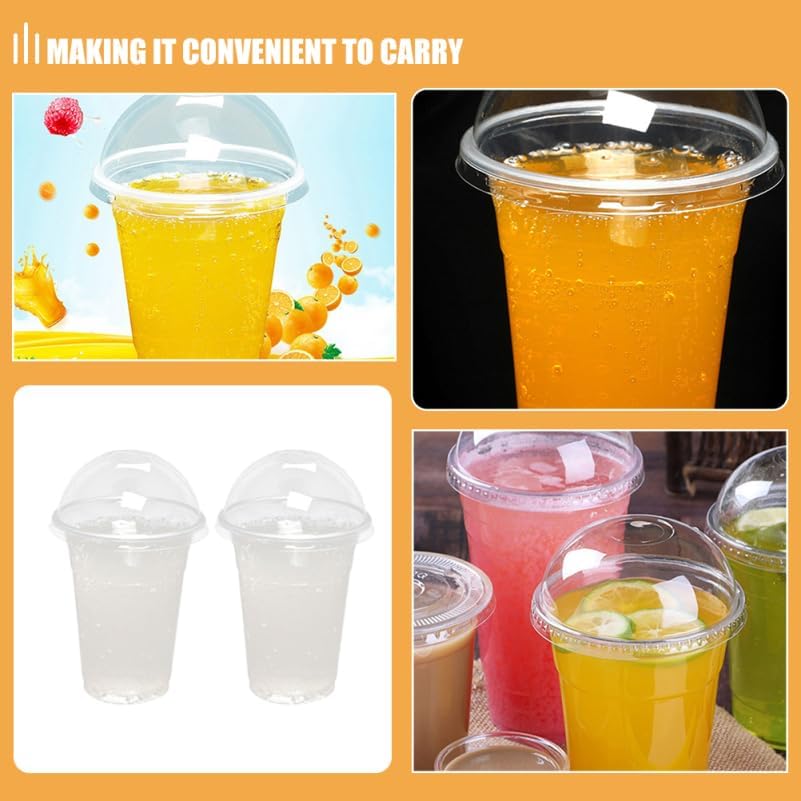 PRETYZOOM 16 Oz Disposable Clear Cups with Dome Lids for Cold Drinks Juice Milk Tea Smoothies Desserts and Party Use - 20 Pack - Image 7