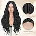 FAVE 26 Inch Black Wig Long Synthetic Heat Resistant Wigs for Women, Middle Part Wavy Hair Wig - Natural Black, Realistic Daily Use