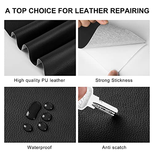Image of YAFLC Leather Repair Patch for Furniture, 4 inch x 63 inch Self-Adhesive Kit, Vinyl Tape for Car Seat, Sofa, Jackets, Couches, Chair - Black
