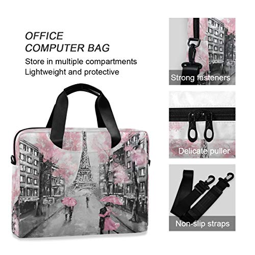 ALAZA Art Paris Eiffel Tower Laptop Case Bag Sleeve Portable Crossbody Messenger Briefcase w/Strap Handle, 13 14 15.6 inch4