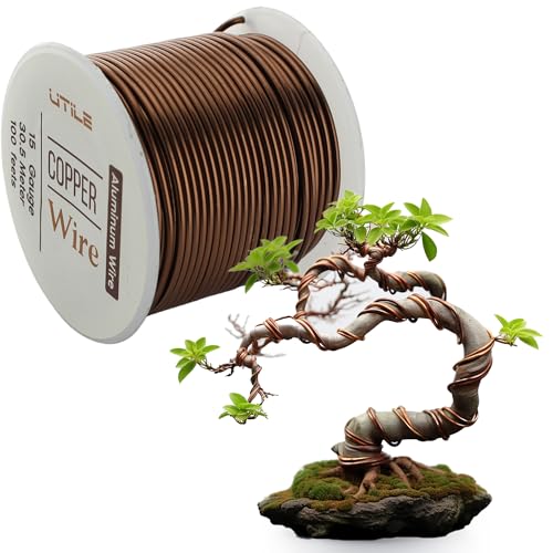 Bonsai Wire - Anodized Aluminum Wire 1.4 mm 15 Gauge (100 ft) Bonsai Training Wire - Bendable...