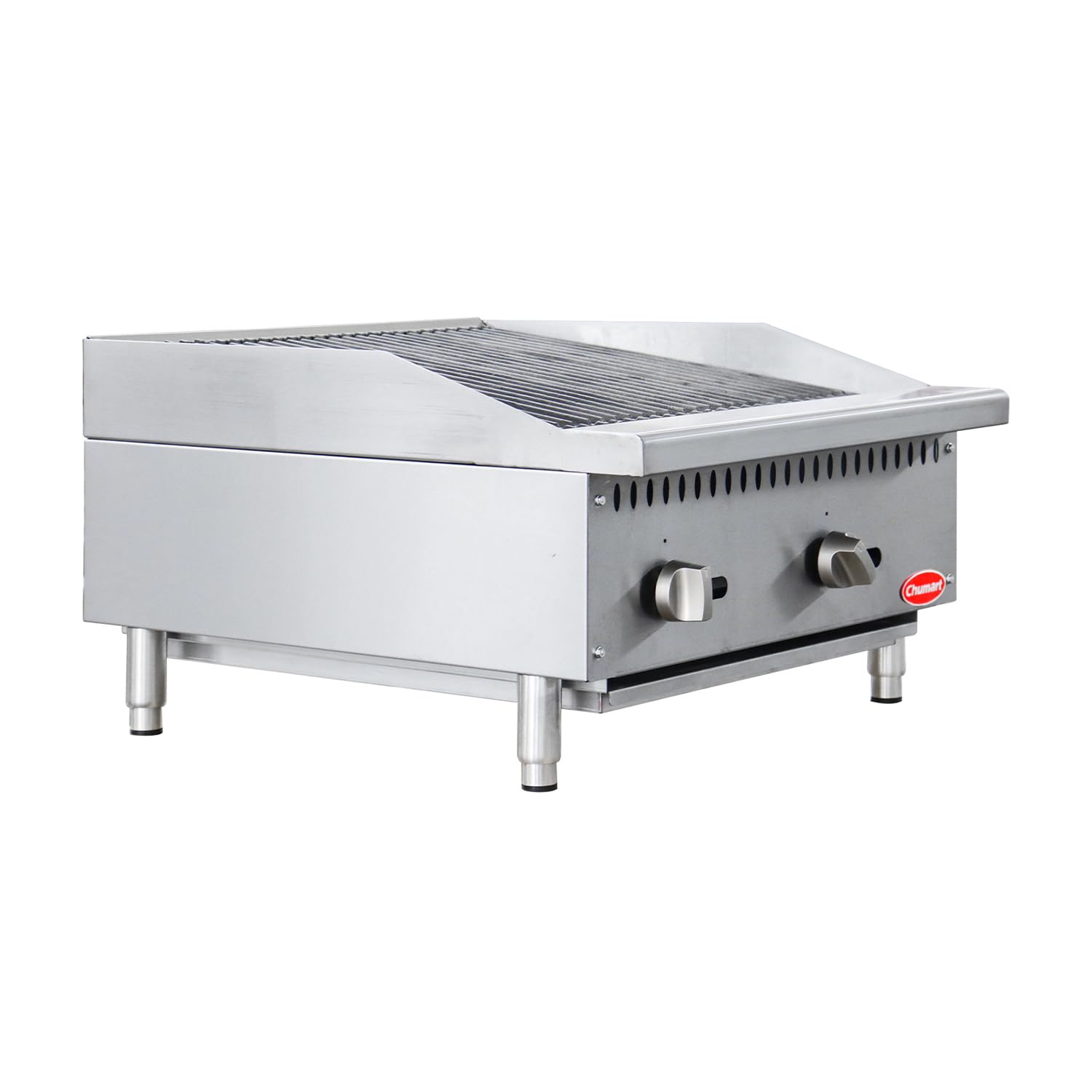 CHUMART 24” Commercial Charbroiler 2 Burners Gas Radiant Charbroiler with 70000 BTU U-Shaped Burners, Natural/Propane Gas Countertop grill with LP Conversion Kit for Restaurant Home