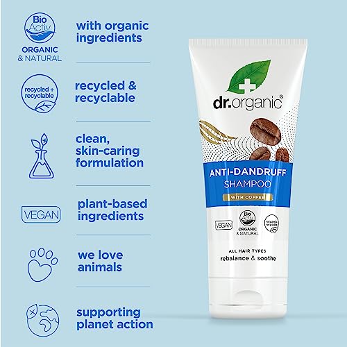 Dr Organic Coffee Anti-Dandruff Shampoo, Healthy Scalp, Mens, Womens, Natural, Vegan, Cruelty-Free, Paraben & SLS-Free, Recycled & Recyclable, Organic, 200ml, Packaging may vary - Image 4